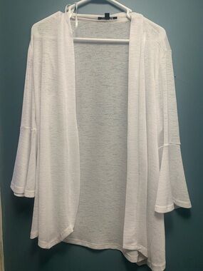 Glamour White Open-Front Lightweight Cardigan